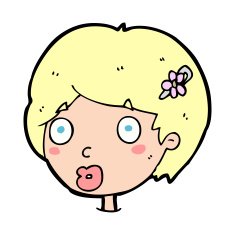 cartoon surprised female face N92