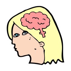 cartoon female head with brain symbol N25