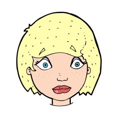 cartoon worried female face N13