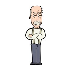 cartoon annoyed old man N91