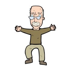 cartoon old man waving arms N13