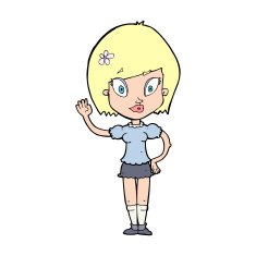 cartoon pretty girl waving N44