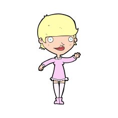 cartoon waving woman N201