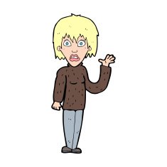cartoon shocked woman waving hand N15