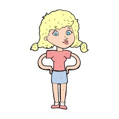 cartoon pretty girl with hands on hips N15