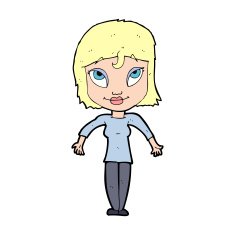 cartoon girl shrugging shoulders N42