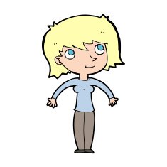 cartoon woman shrugging N85