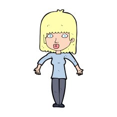 cartoon woman shrugging N86
