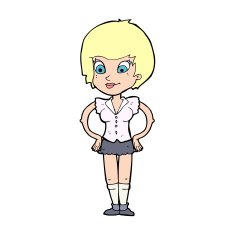 cartoon pretty woman with hands on hips N29