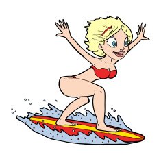 Cartoon Surfer Girl N31