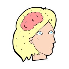 cartoon female head with brain symbol N26