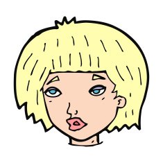 cartoon bored looking woman N17