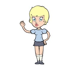 cartoon pretty girl waving N45