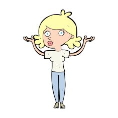 cartoon woman throwing arms in air N13