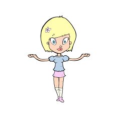 cartoon woman making balancing gesture N15
