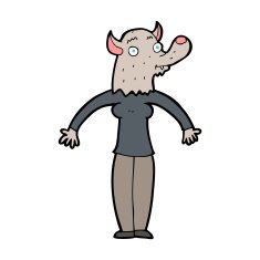 cartoon friendly werewolf woman N11