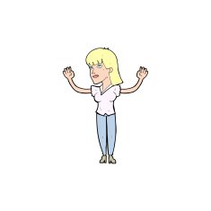cartoon woman throwing hands in air N13