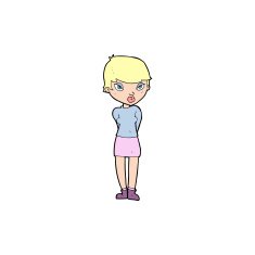 cartoon shy woman N68