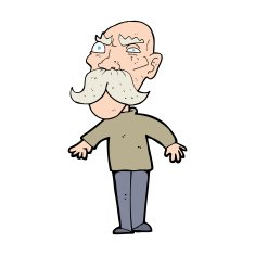 cartoon angry old man N218