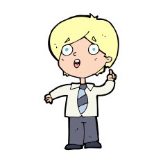 cartoon schoolboy answering question N14