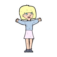 cartoon excited woman N194