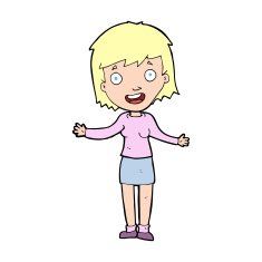 cartoon excited woman N196