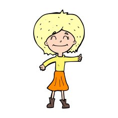 cartoon happy girl giving thumbs up symbol N14