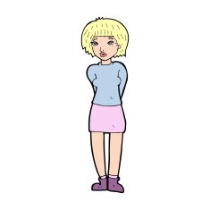 cartoon shy woman N69