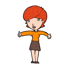 cartoon woman giving thumbs up symbol N97