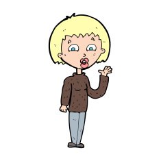 Cartoon Woman Waving N479