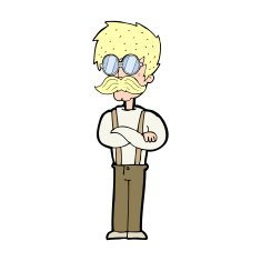 cartoon hipster man with mustache and spectacles N15