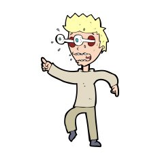cartoon man with popping out eyes N43