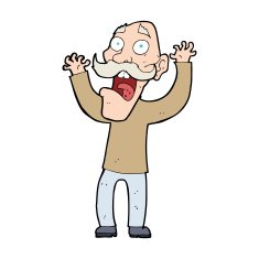 cartoon old man getting a fright N15