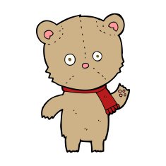 cartoon waving teddy bear N76