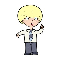 cartoon school boy answering question N70