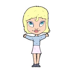 cartoon woman with open arms N145