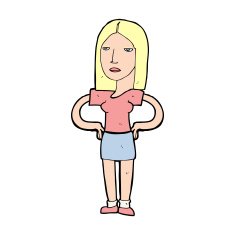 cartoon woman with hands on hips N326
