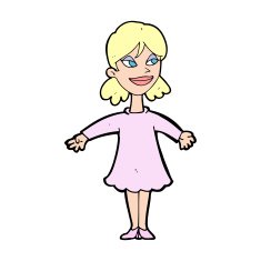 cartoon woman with open arms N147