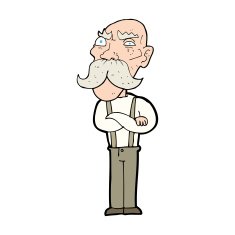 cartoon angry old man N220