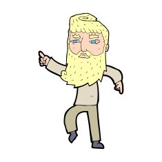 cartoon bearded man pointing the way N14