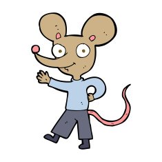 cartoon waving mouse N11