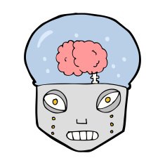 cartoon spooky robot head N17