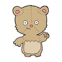 cartoon teddy bear waving N32