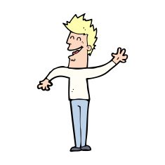 cartoon happy man waving N57