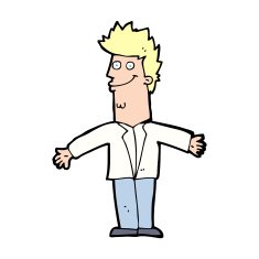 cartoon happy man with open arms N17