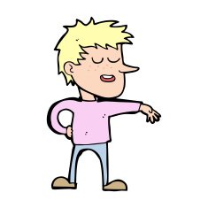cartoon man making dismissive gesture N29