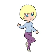 Cartoon Woman Waving N484