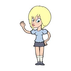 cartoon pretty woman waving N127