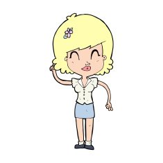 cartoon pretty woman with idea N100