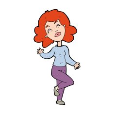 cartoon happy woman dancing N15